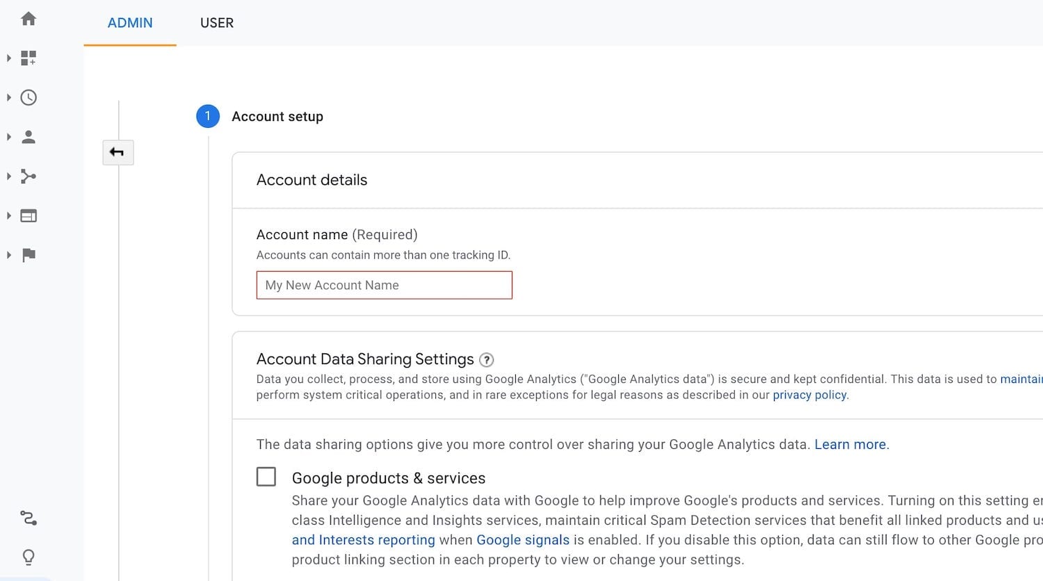 Setup an Google Analytics Account